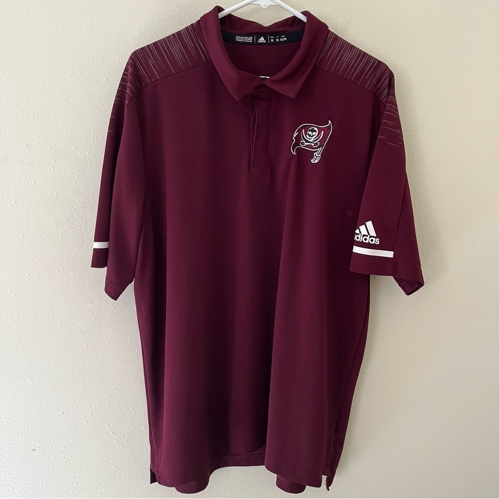 Men’s Adidas Climalite Maroon Tampa Bay Buccaneers Breathable Polo Shirt Sz XL